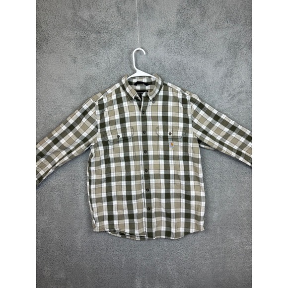 Carhartt Shirt Men's MEDIUM Rugged Flex Relaxed Fit Long Sleeve Plaid Western